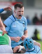 11 February 2020; St Michaels College captain Will Hickey celebrates during the Bank of Ireland Leinster Schools Senior Cup Second Round match between Gonzaga College and St Michaels College at Energia Park in Dublin. Photo by Joe Walsh/Sportsfile