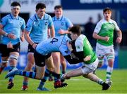 11 February 2020; Simon Wilson of Gonzaga College and Eddie Kelly of St Michaels College during the Bank of Ireland Leinster Schools Senior Cup Second Round match between Gonzaga College and St Michaels College at Energia Park in Dublin. Photo by Ramsey Cardy/Sportsfile