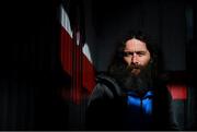 12 February 2020; Bohemian FC Poet in Residence John Cummins poses for a portrait during the launch of the Bohemians FC 2020 away jersey at Dalymount Park in Dublin. Bohemian FC launched their 2020 away jersey, with the iconic and harrowing image of a family fleeing war taking centre place. They’re launching the away jersey in partnership with Amnesty International Ireland, to campaign together for an end to the Direct Provision system. Photo by Stephen McCarthy/Sportsfile