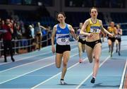 25 January 2020; Rachel McCann of North Down AC, right, on her way to winning the Junior Women's 400m, ahead of Simone Lalor of St. Laurence O'Toole AC, Carlow, during the Irish Life Health National Indoor Junior and U23 Championships at the AIT Indoor Arena in Athlone, Westmeath. Photo by Sam Barnes/Sportsfile