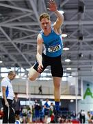 25 January 2020; Joseph Miniter of St. Marys AC, Clare, competing in the U23 Men's Triple Jump  during the Irish Life Health National Indoor Junior and U23 Championships at the AIT Indoor Arena in Athlone, Westmeath. Photo by Sam Barnes/Sportsfile