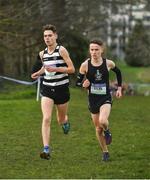 12 February 2020; Shay McEvoy of St Kieran's Kilkenny, left, leads eventual third place finisher Daniel Stone of Belvedere College on his way to winning the Senior Boys race during the Irish Life Health Leinster Schools’ Cross Country Championships 2020 at Santry Demesne in Dublin. Photo by David Fitzgerald/Sportsfile
