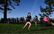 12 February 2020; Gara Williams of Castleknock Community College on her way to winning the Junior Girls race during the Irish Life Health Leinster Schools’ Cross Country Championships 2020 at Santry Demesne in Dublin. Photo by David Fitzgerald/Sportsfile