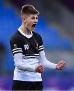 12 February 2020; Sam Prendergast of Newbridge College celebrates after the Bank of Ireland Leinster Schools Senior Cup Second Round match between Kilkenny College and Newbridge College at Energia Park in Dublin. Photo by Piaras Ó Mídheach/Sportsfile