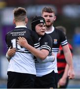 12 February 2020; Zia Ahmed, right, and Sam Prendergast of Newbridge College celebrate after the Bank of Ireland Leinster Schools Senior Cup Second Round match between Kilkenny College and Newbridge College at Energia Park in Dublin. Photo by Piaras Ó Mídheach/Sportsfile