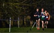 12 February 2020; Jamie Byrne of Wesley College, left, leads eventual second place Archie Bremner of East Glendalough School on his way to winning the Junior Boys race during the Irish Life Health Leinster Schools’ Cross Country Championships 2020 at Santry Demesne in Dublin. Photo by David Fitzgerald/Sportsfile