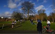 12 February 2020; A general view of runners competing in the Junior Boys race during the Irish Life Health Leinster Schools’ Cross Country Championships 2020 at Santry Demesne in Dublin. Photo by David Fitzgerald/Sportsfile