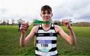 12 February 2020; Shay McEvoy of St Kieran's Kilkenny celebrates after winning the Senior Boys race during the Irish Life Health Leinster Schools’ Cross Country Championships 2020 at Santry Demesne in Dublin. Photo by David Fitzgerald/Sportsfile