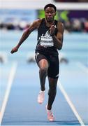 12 February 2020; Ojie Edoburun of Great Britain on his way to winning his heat of the Wild Atlantic Apartments Men's 60m event during the AIT International Grand Prix 2020 at AIT International Arena in Athlone, Westmeath. Photo by Sam Barnes/Sportsfile