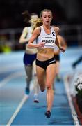 12 February 2020; Beth Kidger of Great Britain on her way to finishing third in the final of the TG4 Women's 3000m event during the AIT International Grand Prix 2020 at AIT International Arena in Athlone, Westmeath. Photo by Sam Barnes/Sportsfile