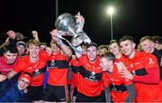 12 February 2020; UCC players celebrate after the Fitzgibbon Cup Final match between UCC and IT Carlow at Dublin City University Sportsgrounds in Glasnevin, Dublin. Photo by Piaras Ó Mídheach/Sportsfile