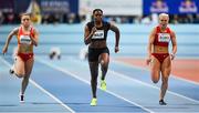 12 February 2020; Asha Philip of Great Britain, centre, on her way to winning the final of the Westmeath County Council Women's 60m event, from Sarah Quinn of Ireland, left, and Molly Scott of Ireland, right, during the AIT International Grand Prix 2020 at AIT International Arena in Athlone, Westmeath. Photo by Sam Barnes/Sportsfile