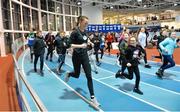 12 February 2020; Ciara Mageean of Ireland warms down with supporters after winning the final of the TG4 Women's 3000m event during the AIT International Grand Prix 2020 at AIT International Arena in Athlone, Westmeath. Photo by Sam Barnes/Sportsfile