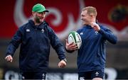 13 February 2020; Assistant coach Mike Catt, left, and Keith Earls during Ireland Rugby Squad Training at Irish Independent Park in Cork. Photo by Brendan Moran/Sportsfile