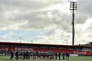 13 February 2020; The Ireland Senior and U20 teams huddle during Ireland Rugby Squad Training at Irish Independent Park in Cork. Photo by Brendan Moran/Sportsfile