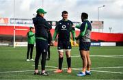13 February 2020; Forwards coach Simon Easterby, left, with Peter O'Mahony and Bundee Aki during Ireland Rugby Squad Training at Irish Independent Park in Cork. Photo by Brendan Moran/Sportsfile