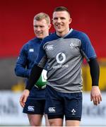 13 February 2020; Andrew Conway, right, and Keith Earls during Ireland Rugby Squad Training at Irish Independent Park in Cork. Photo by Brendan Moran/Sportsfile