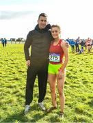13 February 2020; Irish Olympian Rob Heffernan with his daughter Meghan Carr of Loreto Fermoy, Cork, after the senior girls 3000m race during the Irish Life Health Munster Schools' Cross Country Championships 2020 at Clarecastle in Clare. Photo by Eóin Noonan/Sportsfile