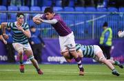 13 February 2020; Diarmuid McCormack of Clongowes Wood College is tackled by Matthew Wheelehan of St Gerards School during the Bank of Ireland Leinster Schools Senior Cup Second Round match between Clongowes Wood College and St Gerard's School at Energia Park in Dublin. Photo by Matt Browne/Sportsfile