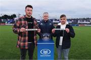 13 February 2020; Leinster Rugby President Robert Deacon with Leinster players Will Connors, left, and Rowan Osborne during the 2020 Bank of Ireland Leinster Rugby Schools Senior Cup Semi-Final Draw at Energia Park in Donnybrook, Dublin. Photo by Matt Browne/Sportsfile