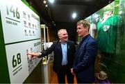 13 February 2020; Former Republic of Ireland international Ray Houghton, left, and Republic of Ireland U21 manager Stephen Kenny during the National Football Exhibition Launch at the County Museum in Dundalk, Co Louth. The Football Association of Ireland, Dublin City Council and The Department of Transport, Tourism and Sport have joined forces to create a National Football Exhibition as part of the build up to Ireland’s Aviva Stadium playing host to four matches in the UEFA EURO 2020 Championships in June. The Exhibition is a celebration of Irish football and 60 Years of the European Championships. The Exhibition will be running in the County Museum, Dundalk, Co. Louth from February 14th – 29th. Photo by Stephen McCarthy/Sportsfile