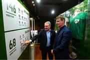 13 February 2020; Former Republic of Ireland international Ray Houghton, left, and Republic of Ireland U21 manager Stephen Kenny during the National Football Exhibition Launch at the County Museum in Dundalk, Co Louth. The Football Association of Ireland, Dublin City Council and The Department of Transport, Tourism and Sport have joined forces to create a National Football Exhibition as part of the build up to Ireland’s Aviva Stadium playing host to four matches in the UEFA EURO 2020 Championships in June. The Exhibition is a celebration of Irish football and 60 Years of the European Championships. The Exhibition will be running in the County Museum, Dundalk, Co. Louth from February 14th – 29th. Photo by Stephen McCarthy/Sportsfile