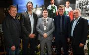 13 February 2020; Cllr. Liam Reilly, Chairman of Louth County Council, with, from left, former Republic of Ireland player and manager Steve Staunton, former Republic of Ireland international and current FAI Interim Deputy Chief Executive Niall Quinn, Republic of Ireland U21 manager Stephen Kenny and former Republic of Ireland international Ray Houghton during the National Football Exhibition Launch at the County Museum in Dundalk, Co Louth. The Football Association of Ireland, Dublin City Council and The Department of Transport, Tourism and Sport have joined forces to create a National Football Exhibition as part of the build up to Ireland’s Aviva Stadium playing host to four matches in the UEFA EURO 2020 Championships in June. The Exhibition is a celebration of Irish football and 60 Years of the European Championships. The Exhibition will be running in the County Museum, Dundalk, Co. Louth from February 14th – 29th. Photo by Stephen McCarthy/Sportsfile