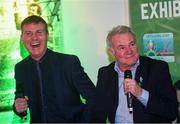 13 February 2020; Former Republic of Ireland international Ray Houghton, right, and Republic of Ireland U21 manager Stephen Kenny during the National Football Exhibition Launch at the County Museum in Dundalk, Co Louth. The Football Association of Ireland, Dublin City Council and The Department of Transport, Tourism and Sport have joined forces to create a National Football Exhibition as part of the build up to Ireland’s Aviva Stadium playing host to four matches in the UEFA EURO 2020 Championships in June. The Exhibition is a celebration of Irish football and 60 Years of the European Championships. The Exhibition will be running in the County Museum, Dundalk, Co. Louth from February 14th – 29th. Photo by Stephen McCarthy/Sportsfile