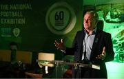 13 February 2020; Former Republic of Ireland international Ray Houghton during the National Football Exhibition Launch at the County Museum in Dundalk, Co Louth. The Football Association of Ireland, Dublin City Council and The Department of Transport, Tourism and Sport have joined forces to create a National Football Exhibition as part of the build up to Ireland’s Aviva Stadium playing host to four matches in the UEFA EURO 2020 Championships in June. The Exhibition is a celebration of Irish football and 60 Years of the European Championships. The Exhibition will be running in the County Museum, Dundalk, Co. Louth from February 14th – 29th. Photo by Stephen McCarthy/Sportsfile