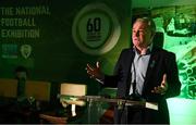 13 February 2020; Former Republic of Ireland international Ray Houghton during the National Football Exhibition Launch at the County Museum in Dundalk, Co Louth. The Football Association of Ireland, Dublin City Council and The Department of Transport, Tourism and Sport have joined forces to create a National Football Exhibition as part of the build up to Ireland’s Aviva Stadium playing host to four matches in the UEFA EURO 2020 Championships in June. The Exhibition is a celebration of Irish football and 60 Years of the European Championships. The Exhibition will be running in the County Museum, Dundalk, Co. Louth from February 14th – 29th. Photo by Stephen McCarthy/Sportsfile