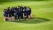 14 February 2020; The Leinster team huddle during the Leinster Rugby captains run at the RDS Arena in Dublin. Photo by Ramsey Cardy/Sportsfile