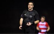 12 February 2020; Referee Martin McNally during the Trench Cup Final match between Mary Immaculate College Limerick and CIT at Dublin City University Sportsgrounds in Glasnevin, Dublin. Photo by Piaras Ó Mídheach/Sportsfile