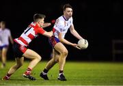 12 February 2020; Seán Meehan of Mary Immaculate College Limerick in action against Kevin O'Donovan of CIT during the Trench Cup Final match between Mary Immaculate College Limerick and CIT at Dublin City University Sportsgrounds in Glasnevin, Dublin. Photo by Piaras Ó Mídheach/Sportsfile