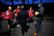 14 February 2020; Munster head coach Johann van Graan, right, senior coach Stephen Larkham and defence coach JP Ferreira, left, in conversation with eir Sport analyst Peter Stringer and presenter Tommy Bowe prior to the Guinness PRO14 Round 11 match between Munster and Isuzu Southern Kings at Irish Independent Park in Cork. Photo by Brendan Moran/Sportsfile