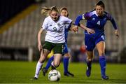 14 February 2020; Erin McLaughlin of Republic of Ireland in action against Aslaug Dora Sigurbjornsdottir of Iceland during the Women's Under-17s International Friendly between Republic of Ireland and Iceland at the RSC in Waterford United. Photo by Matt Browne/Sportsfile