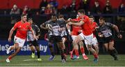 14 February 2020; Sibusiso Sithole of Isuzu Southern Kings is tackled by Chris Farrell of Munster during the Guinness PRO14 Round 11 match between Munster and Isuzu Southern Kings at Irish Independent Park in Cork. Photo by Brendan Moran/Sportsfile