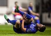 14 February 2020; Sam Bone of Waterford United reacts to a tackle during the SSE Airtricity League Premier Division match between St Patrick's Athletic and Waterford at Richmond Park in Dublin. Photo by Harry Murphy/Sportsfile
