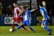 14 February 2020; Garry Buckley of Sligo Rovers in action against Mark Coyle of Finn Harps during the SSE Airtricity League Premier Division match between Finn Harps and Sligo Rovers at Finn Park in Ballybofey, Donegal. Photo by Oliver McVeigh/Sportsfile