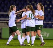 14 February 2020; Ellen Molloy of Republic of Ireland, 10, celebrates with her team-mates after scoring her side's first goal against Iceland during the Women's Under-17s International Friendly between Republic of Ireland and Iceland at the RSC in Waterford United. Photo by Matt Browne/Sportsfile