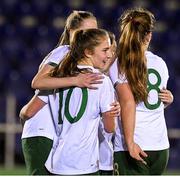 14 February 2020; Ellen Molloy of Republic of Ireland, 10, celebrates with her team-mates after scoring her side's first goal against Iceland during the Women's Under-17s International Friendly between Republic of Ireland and Iceland at the RSC in Waterford United. Photo by Matt Browne/Sportsfile