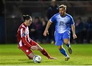 14 February 2020; Mark Coyle of Finn Harps in action against Ronan Coughlan of Sligo Rovers during the SSE Airtricity League Premier Division match between Finn Harps and Sligo Rovers at Finn Park in Ballybofey, Donegal. Photo by Oliver McVeigh/Sportsfile