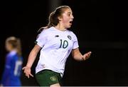 14 February 2020; Ellen Molloy of Republic of Ireland celebrates after scoring her side's second goal during the Women's Under-17s International Friendly between Republic of Ireland and Iceland at the RSC in Waterford United. Photo by Matt Browne/Sportsfile