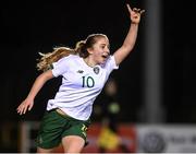 14 February 2020; Ellen Molloy of Republic of Ireland celebrates after scoring her side's second goal during the Women's Under-17s International Friendly between Republic of Ireland and Iceland at the RSC in Waterford United. Photo by Matt Browne/Sportsfile