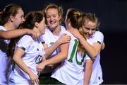 14 February 2020; Ellen Molloy of Republic of Ireland, 10, celebrates with her team-mates after scoring her side's second goal during the Women's Under-17s International Friendly between Republic of Ireland and Iceland at the RSC in Waterford United. Photo by Matt Browne/Sportsfile