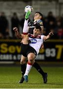 14 February 2020; Patrick Hoban of Dundalk and Eoin Toal of Derry City during the SSE Airtricity League Premier Division match between Dundalk and Derry City at Oriel Park in Dundalk, Louth. Photo by Stephen McCarthy/Sportsfile
