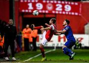 14 February 2020; Billy King of St Patrick's Athletic in action against Sam Bone of Waterford United during the SSE Airtricity League Premier Division match between St Patrick's Athletic and Waterford at Richmond Park in Dublin. Photo by Sam Barnes/Sportsfile