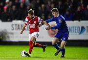 14 February 2020; Billy King of St Patrick's Athletic in action against Darragh Power of Waterford United during the SSE Airtricity League Premier Division match between St Patrick's Athletic and Waterford at Richmond Park in Dublin. Photo by Sam Barnes/Sportsfile