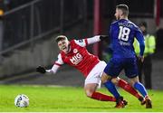 14 February 2020; Ronan Hale of St Patrick's Athletic in action against Robert McCourt of Waterford United during the SSE Airtricity League Premier Division match between St Patrick's Athletic and Waterford at Richmond Park in Dublin. Photo by Sam Barnes/Sportsfile