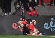 14 February 2020; Dan Goggin of Munster scores a try during the Guinness PRO14 Round 11 match between Munster and Isuzu Southern Kings at Irish Independent Park in Cork. Photo by Brendan Moran/Sportsfile