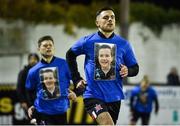 14 February 2020; Jordan Flores of Dundalk wears a t-shirt featuring the picture of the late Daragh McNally, who passed away in November aged 11, prior to the SSE Airtricity League Premier Division match between Dundalk and Derry City at Oriel Park in Dundalk, Louth. Photo by Ben McShane/Sportsfile